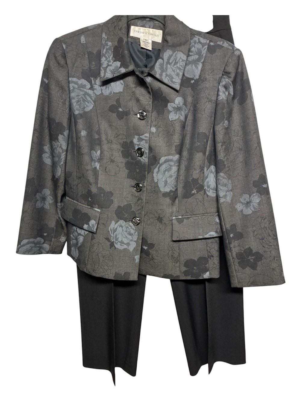 Jones New York Gray Black Pantsuit Size 8 career Suit Set